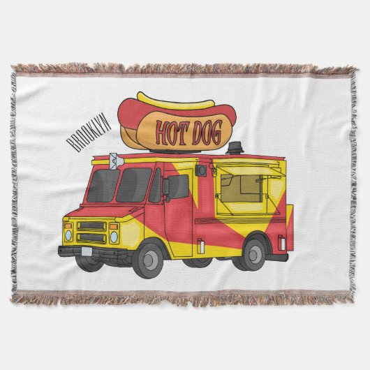 Cartoonillustratie van hotdogvoedselwagen deken (Voorkant)