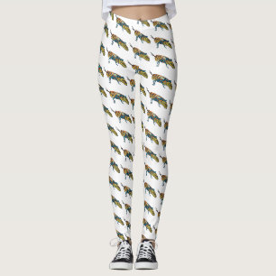 Cartoonillustratie van sprinkhaan met kapstok leggings