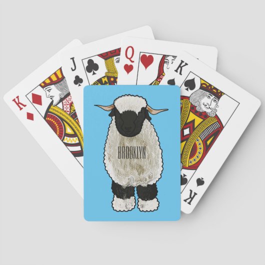 Cartoonillustratie van Valais Blacknose-schaap Pokerkaarten (Achterkant)