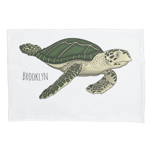 Cartoonillustratie van zeeschildpad kussensloop (Voorkant)