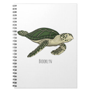 Cartoonillustratie van zeeschildpad notitieboek