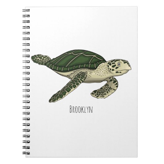 Cartoonillustratie van zeeschildpad notitieboek (Voorkant)