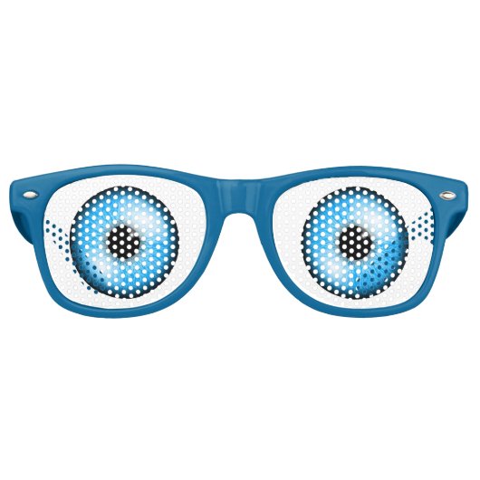 Cartoonish Blue Eyes Retro Zonnebril (Voorkant)