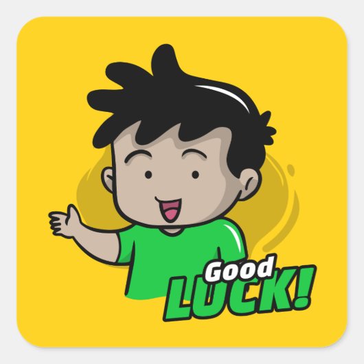 Cartoonish Good Luck Vierkante Sticker (Voorkant)
