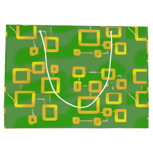 Cartoonish Groene Geometrische Gift Bag Groot Cadeauzakje (Achterkant)