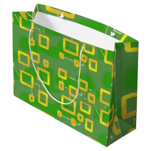 Cartoonish Groene Geometrische Gift Bag Groot Cadeauzakje (Achterkant Gekanteld)