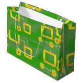 Cartoonish Groene Geometrische Gift Bag Groot Cadeauzakje (Voorkant Gekanteld)