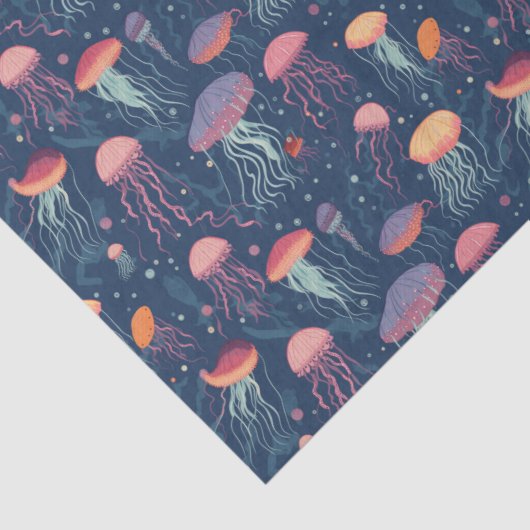 Cartoonish Jellyfish Zee Life Repeteren Patroon Tissuepapier (Detail)