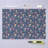 Cartoonish Jellyfish Zee Life Repeteren Patroon Tissuepapier (Craft)