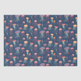 Cartoonish Jellyfish Zee Life Repeteren Patroon Tissuepapier