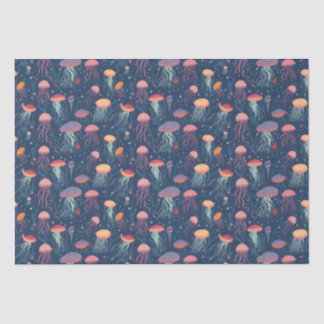 Cartoonish Jellyfish Zee Life Repeteren Patroon Tissuepapier