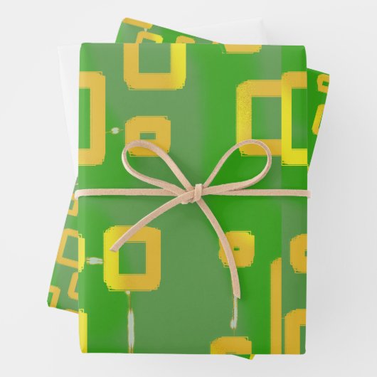 CartoonishGreen Wrapping Paper Flat Sheet Set van  (In situ)