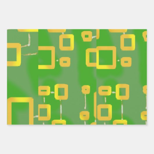 CartoonishGreen Wrapping Paper Flat Sheet Set van  (Voorkant)