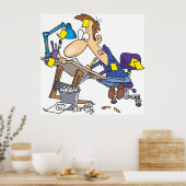 Cartoonist op Work Poster (Keuken)