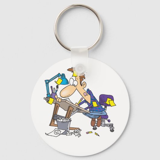 Cartoonist op Work Sleutelhanger (Voorkant)