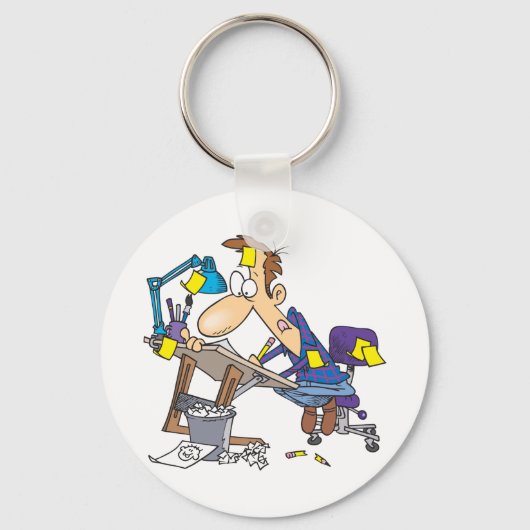 Cartoonist op Work Sleutelhanger (Achterkant)