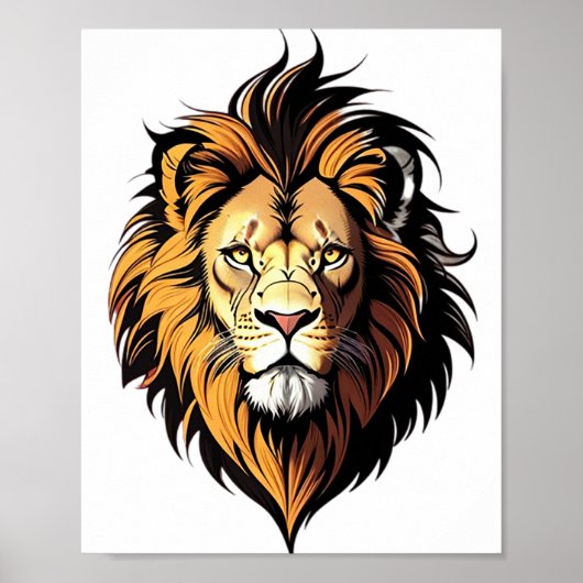 Cartoonistisch leeuwenhoofd poster (Voorkant)