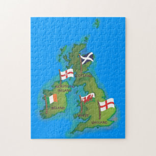 Cartoonkaart van de Britse Eilanden Legpuzzel