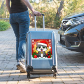 Cartoonkat met kerstmuts en kerstdecoratie sticker (Koffer Insitu)
