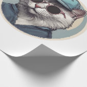Cartoonkat met zonnebril cadeaupapier (Hoek)