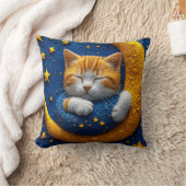 Cartoonkat op de maan kussen (Deken)