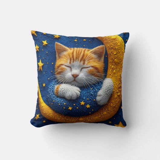 Cartoonkat op de maan kussen (Voorkant)
