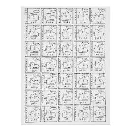 Cartoonkatten Verschillende Talen Glanzende Poster