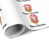 Cartoonkip in een kerstmuts cadeaupapier (Rol Hoek)