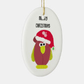 Cartoonkip in een kerstmuts keramisch ornament (Rechts)
