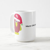Cartoonkip in een kerstmuts koffiemok (Voorkant links)