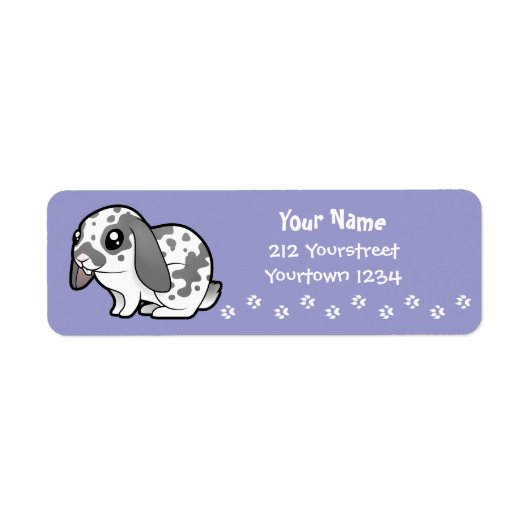 Cartoonkonijn (slappe oor glad haar) etiket (Voorkant)