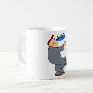 Cartoonloodgieter met warmwatersysteemvat koffiemok