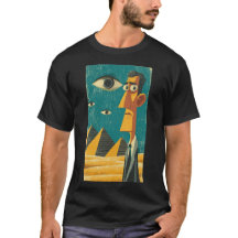 Cartoonman bij piramides