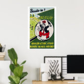 Cartoonman die Tsjechoslowakije mid-century roept Poster (Thuiskantoor)