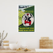 Cartoonman die Tsjechoslowakije mid-century roept Poster (Keuken)