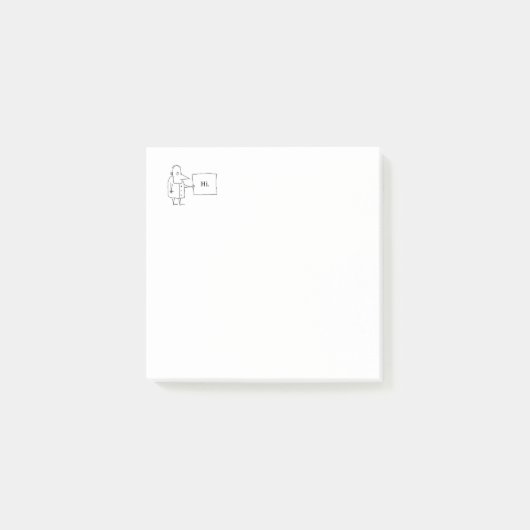 Cartoonman met Hi teken Hallo Post-it® Notes (Voorkant)