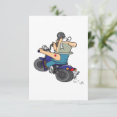 Cartoonman op een motor Uitnodigingen (Staand voorkant)