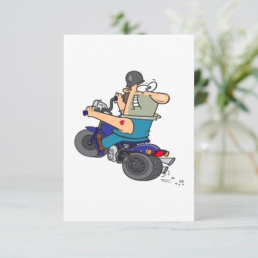 Cartoonman op een motor Uitnodigingen