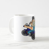 Cartoonman op een motorfiets mok (Voorkant links)