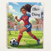 Cartoonmeisje dat voetbal speelt | Personaliseer Planner (Voorkant)