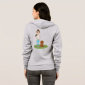 Cartoonmeisje & Ruby Cavalier Spaniel Cartoonhond Hoodie (Achterkant volledig)