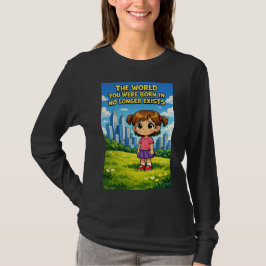 Cartoonmeisje verliest onschuld Vergangenheid vs T T-shirt