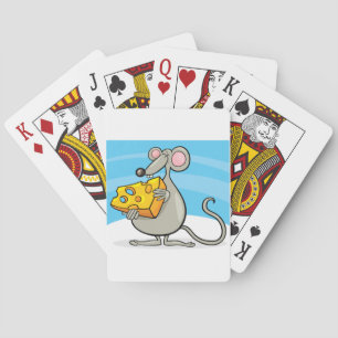 Cartoonmuis die kaas eet pokerkaarten