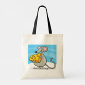 Cartoonmuis die kaas eet tote bag (Achterkant)
