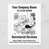 Cartoonontwerp secretariële diensten flyer (Voorkant)