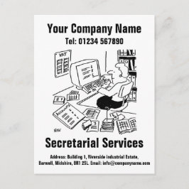 Cartoonontwerp voor secretariële diensten om te pe briefkaart