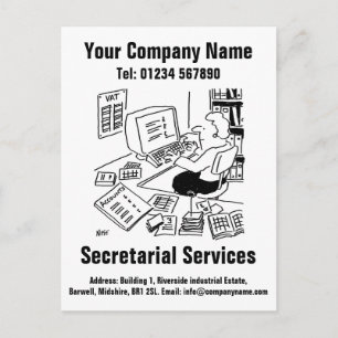 Cartoonontwerp voor secretariële diensten om te pe briefkaart