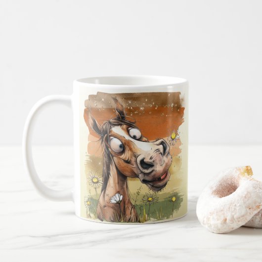 Cartoonpaard Koffiemok (Met donut)