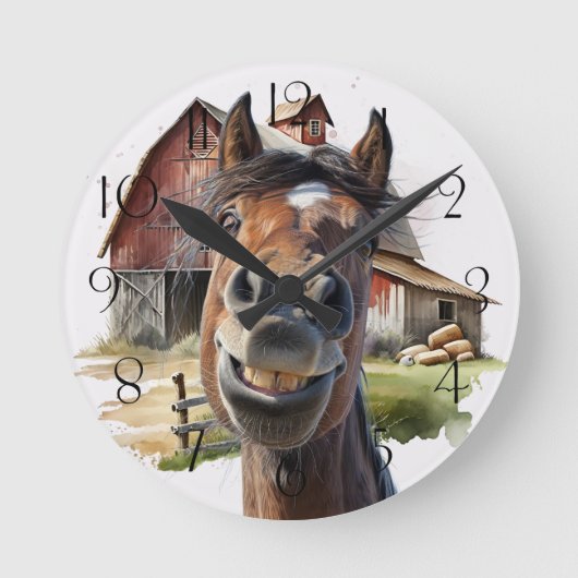 Cartoonpaard Ronde Klok (Voorkant)
