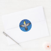 Cartoonparkiet Ronde Sticker (Envelop)